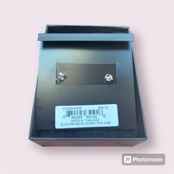 Coach Signature C Enamel Huggie Earrings Pink/Silver NWT - Picture 7 of 7